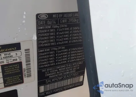 2014 Land Rover Range Rover Sport 3.0L V6 Supercharged Hse from USA, damaged, VIN SALWR2WF3EA377651